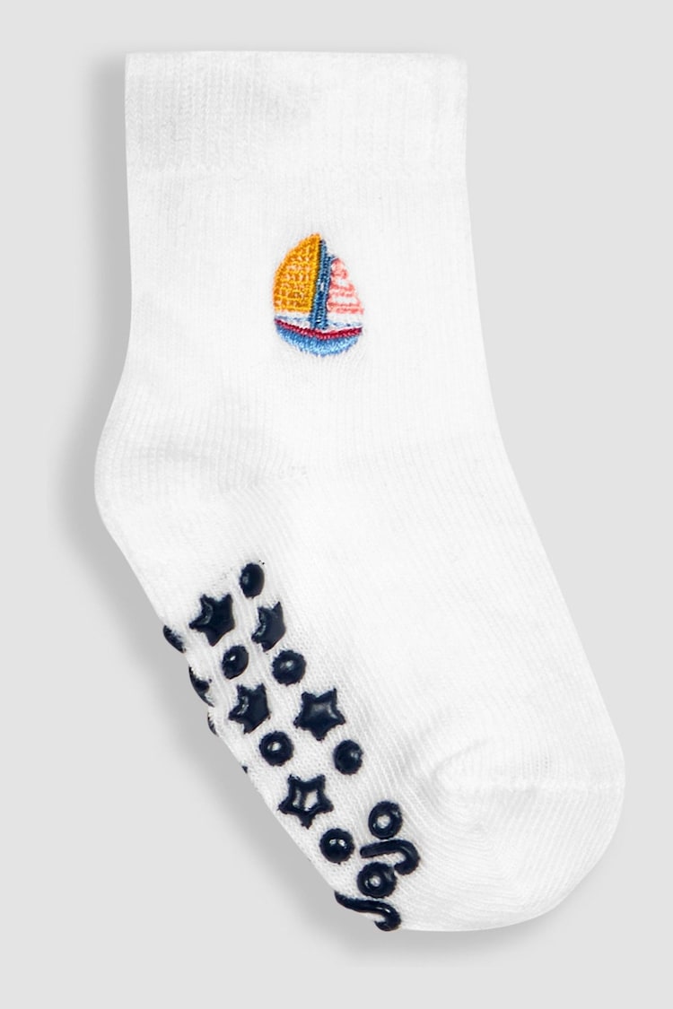 JoJo Maman Bébé Blue Nautical 3-Pack Embroidered Socks - Image 4 of 4