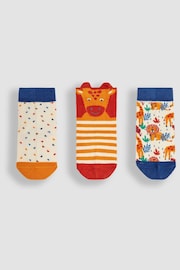 JoJo Maman Bébé Rust Orange Giraffe 3-Pack Safari Socks - Image 1 of 4