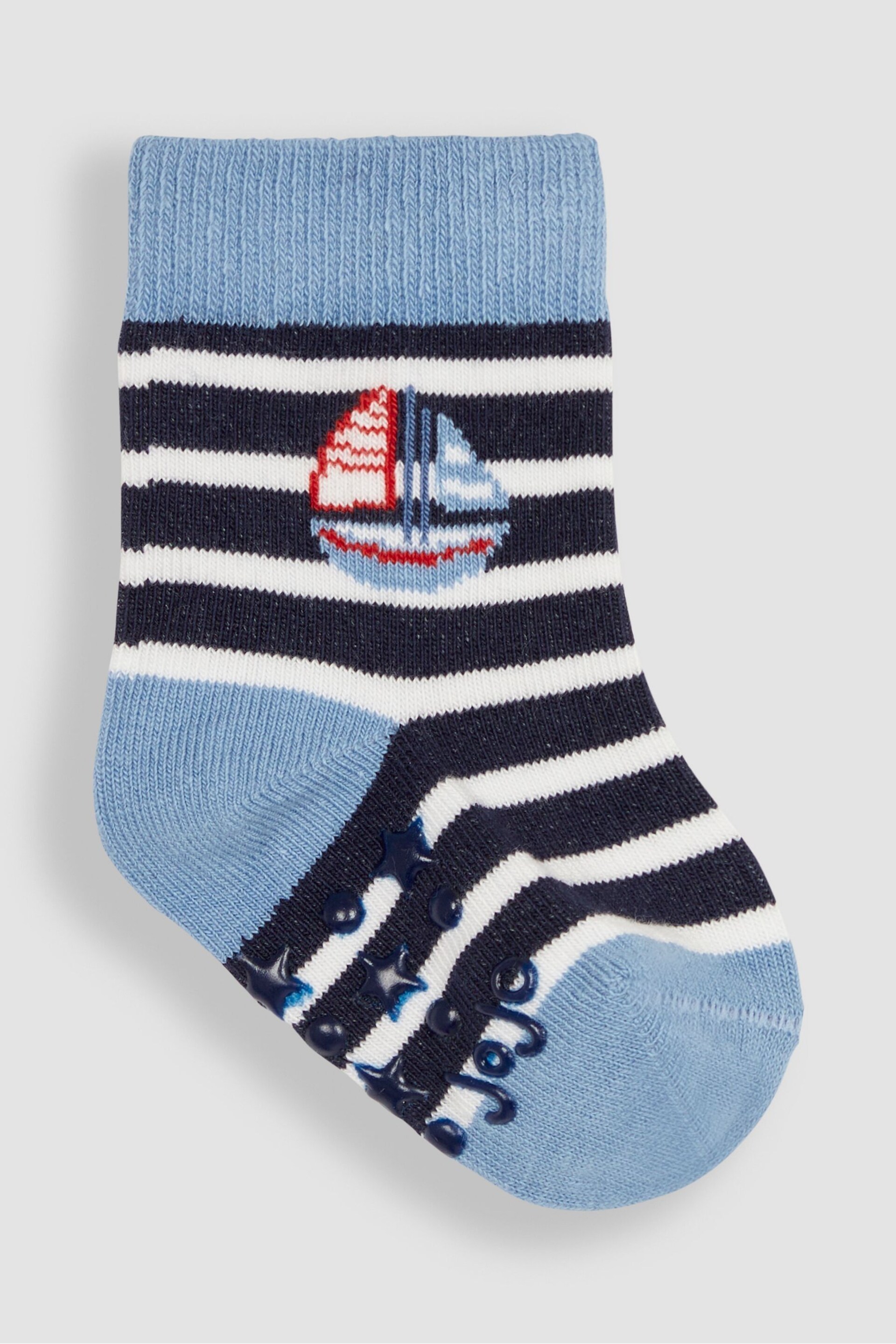 JoJo Maman Bébé Blue 3-Pack Nautical Socks - Image 2 of 4