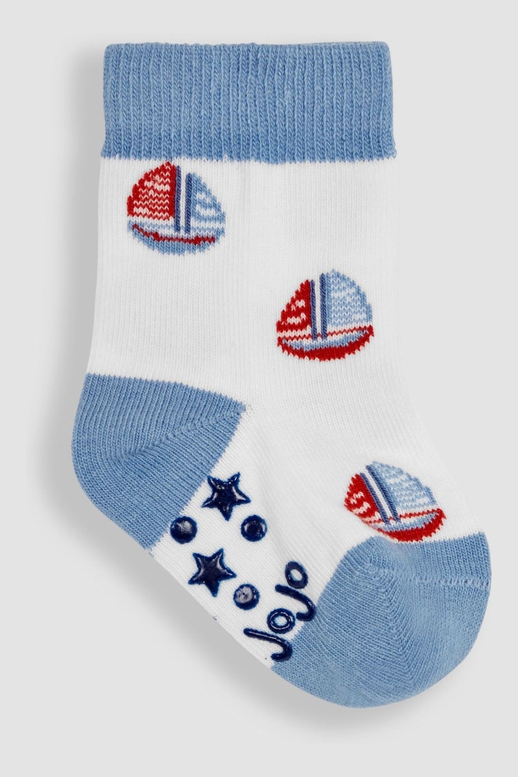 JoJo Maman Bébé Blue 3-Pack Nautical Socks - Image 4 of 4