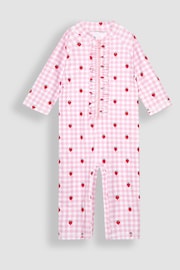JoJo Maman Bébé Pink Gingham UPF 50 1-Piece Sun Protection Suit - Image 3 of 5