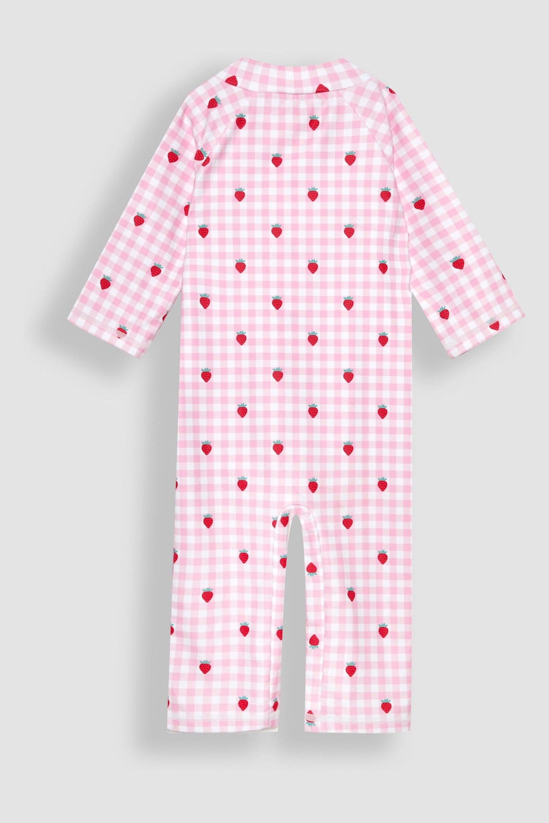 JoJo Maman Bébé Pink Gingham UPF 50 1-Piece Sun Protection Suit - Image 4 of 5