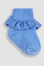 JoJo Maman Bébé Blue 3-Pack Frilly Socks - Image 2 of 4