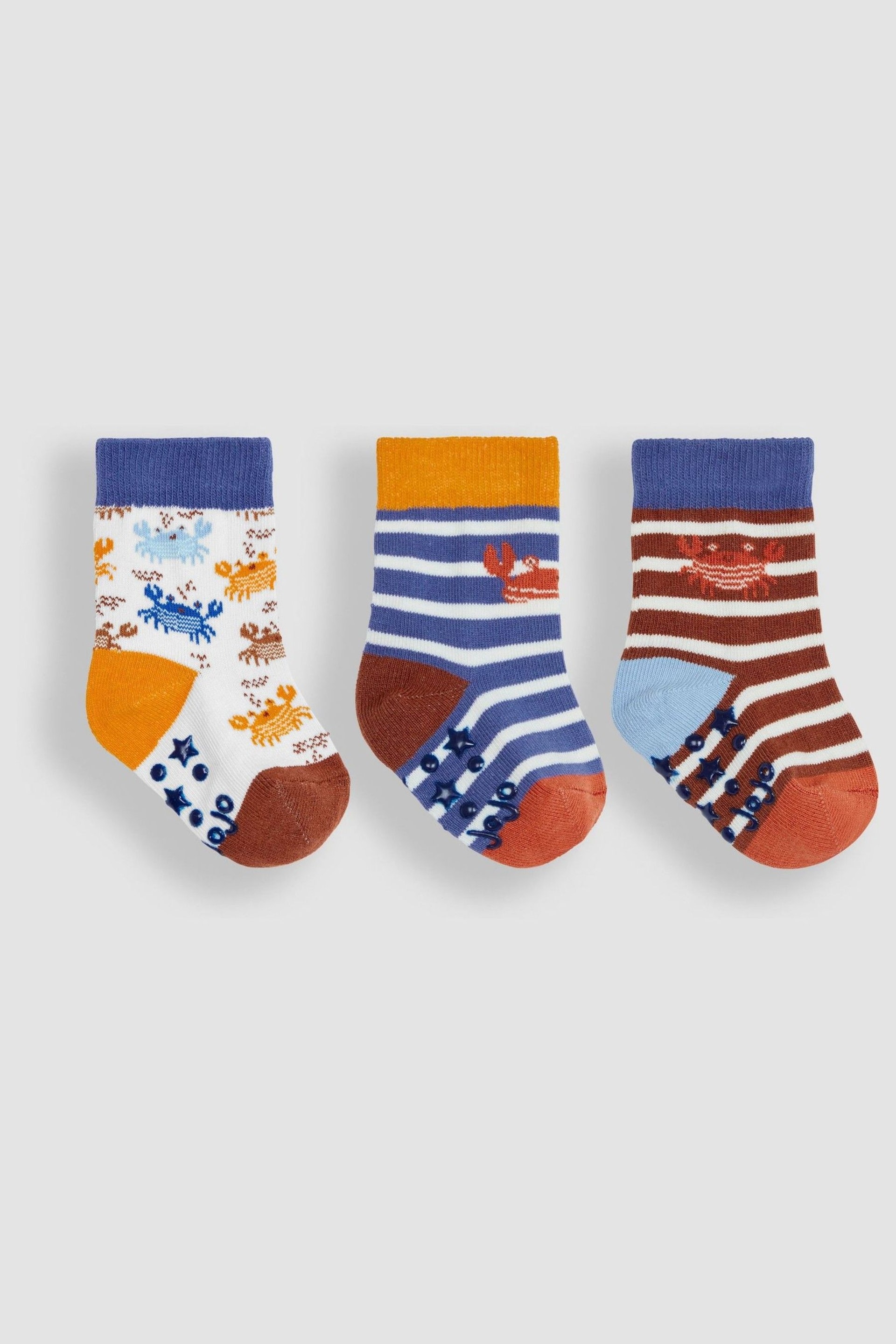 JoJo Maman Bébé Orange 3-Pack Crab Socks - Image 1 of 4