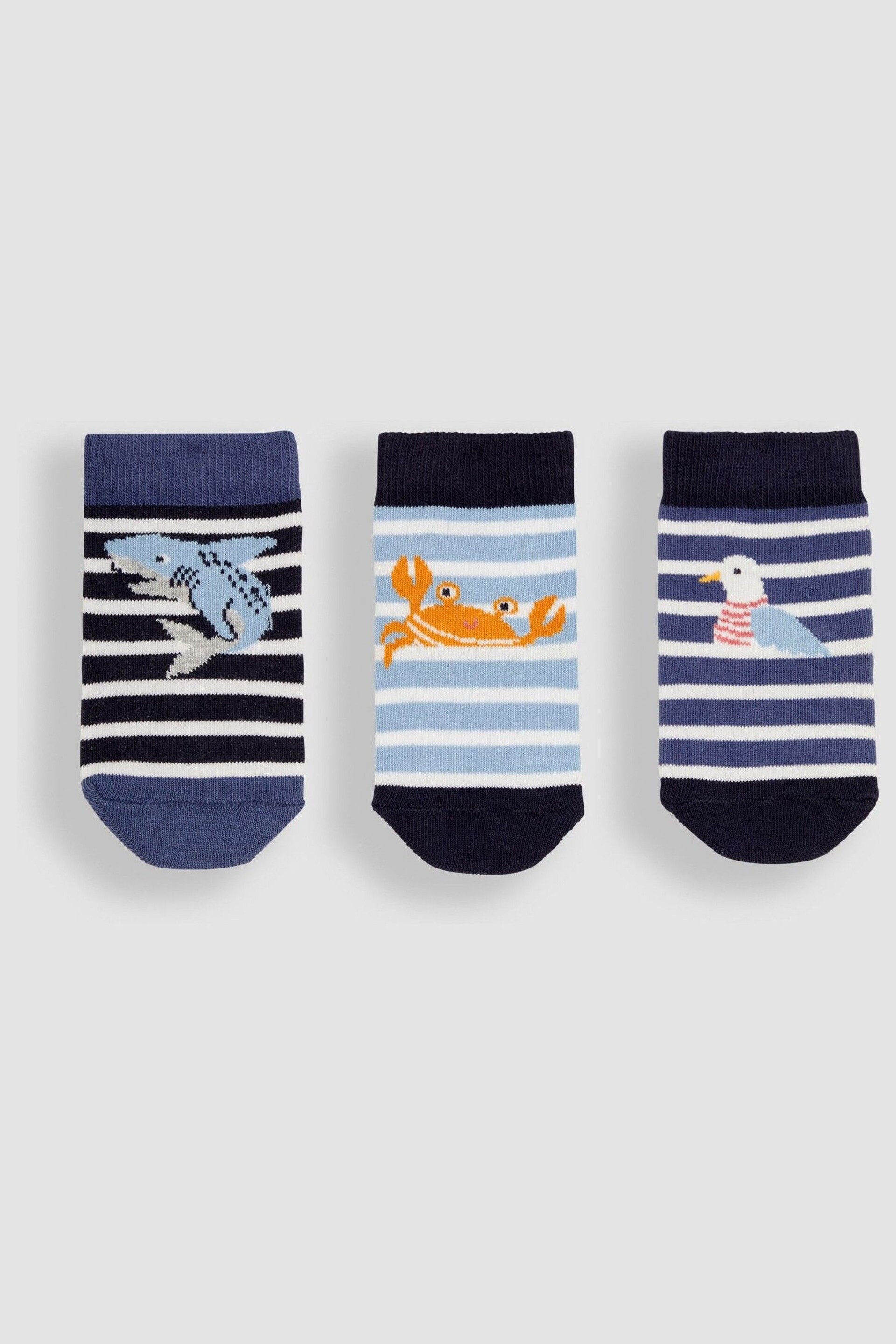 JoJo Maman Bébé Navy Blue 3-Pack Nautical Socks - Image 1 of 4