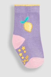 JoJo Maman Bébé Lilac Purple Lemon 3-Pack Fruit Socks - Image 2 of 4