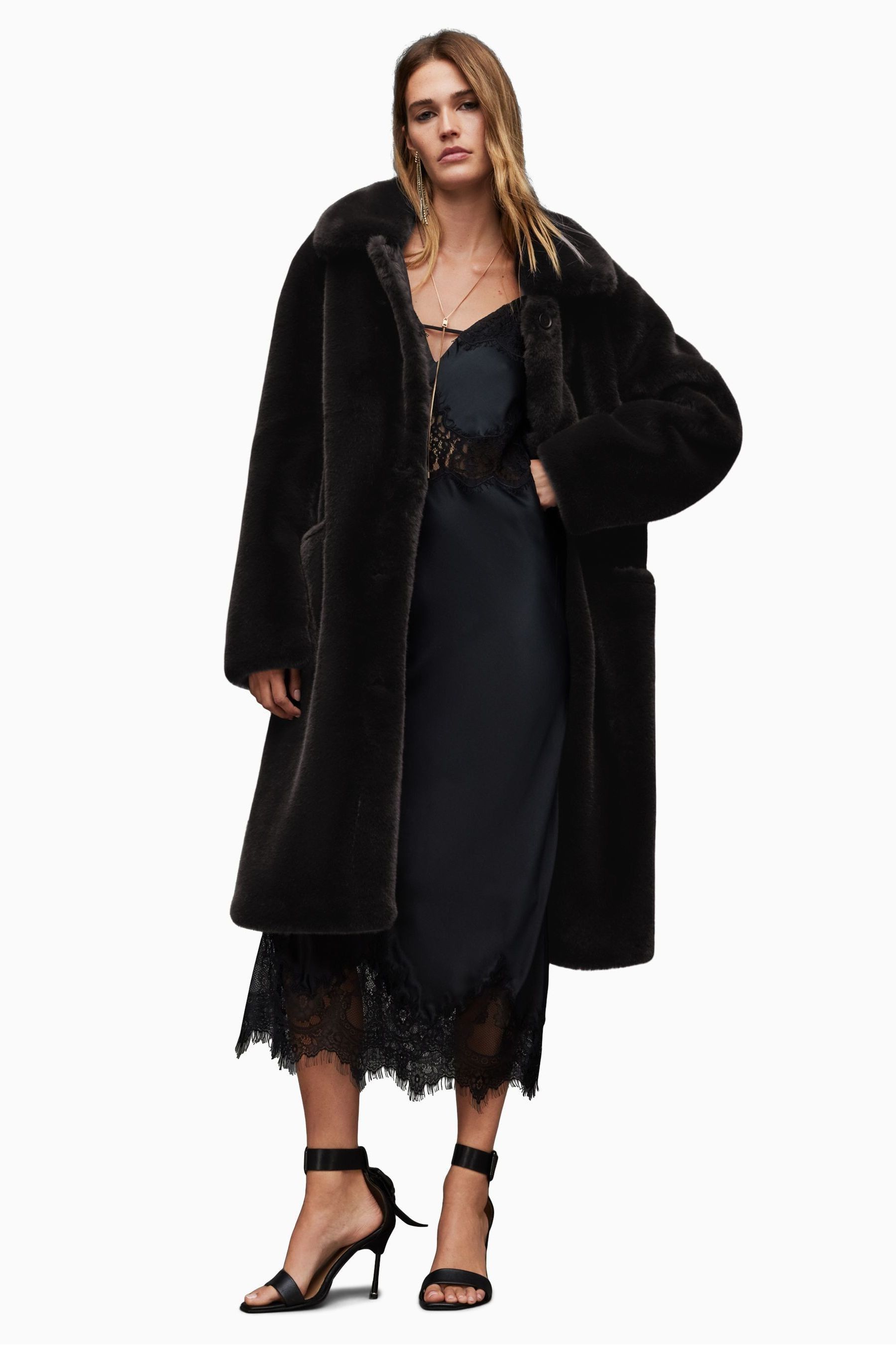 Buy AllSaints Black Sora Coat from Next USA