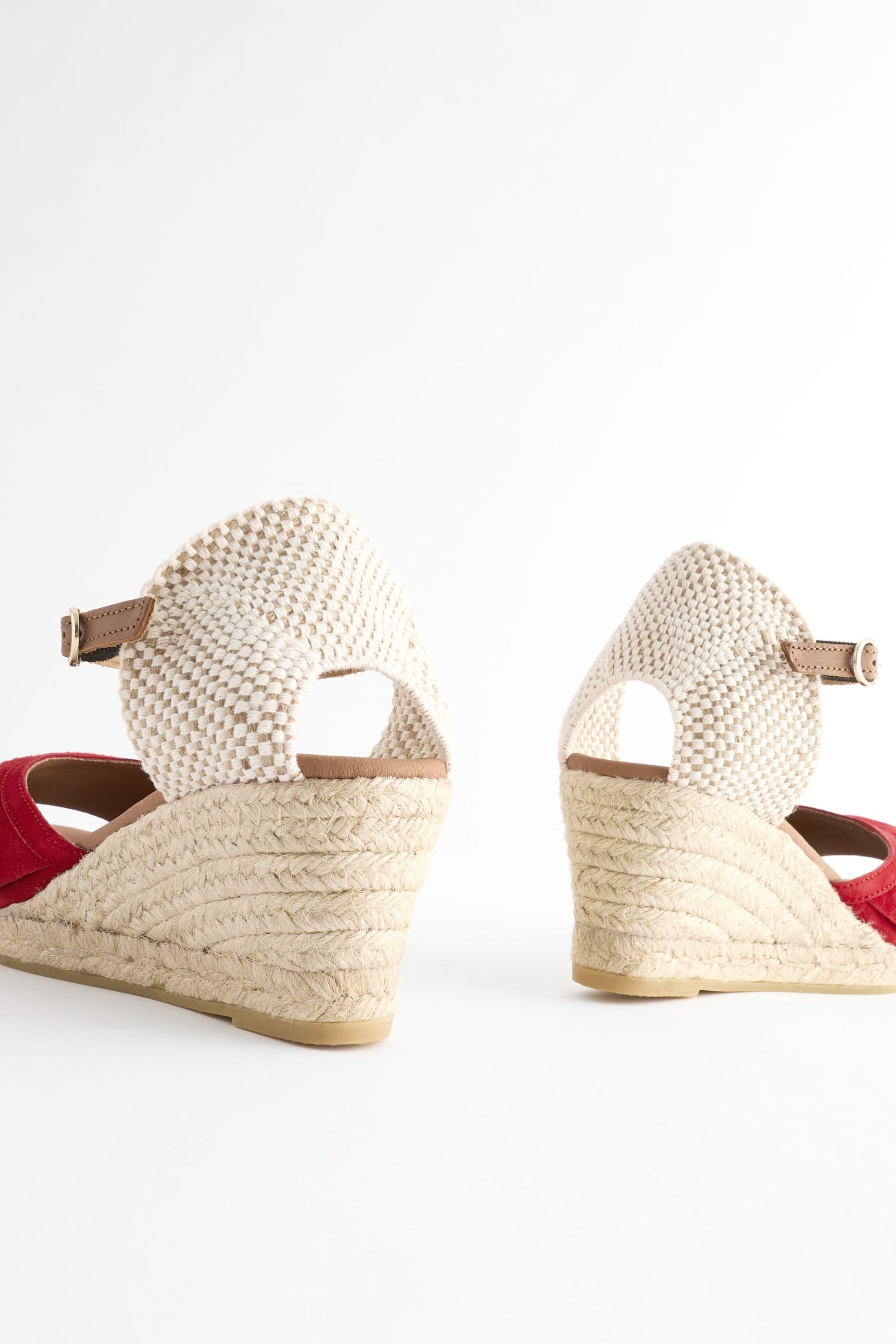 Red Forever Comfort® Leather Frill Wedges - Image 4 of 7