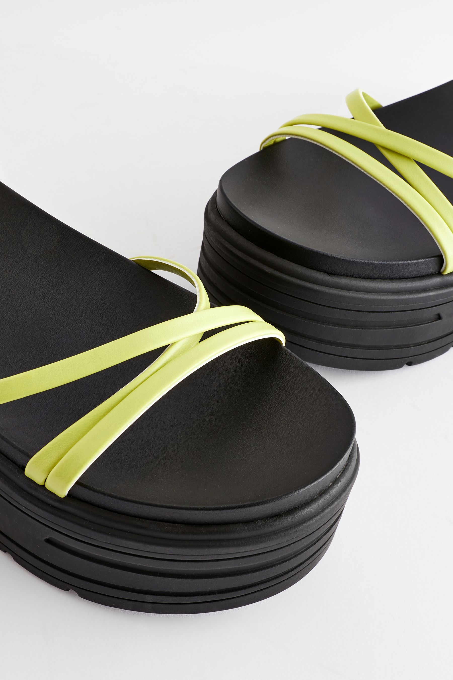 Buy Lime Green Regular Wide Fit Chunky Strappy Flatform Sandals from Next Luxembourg