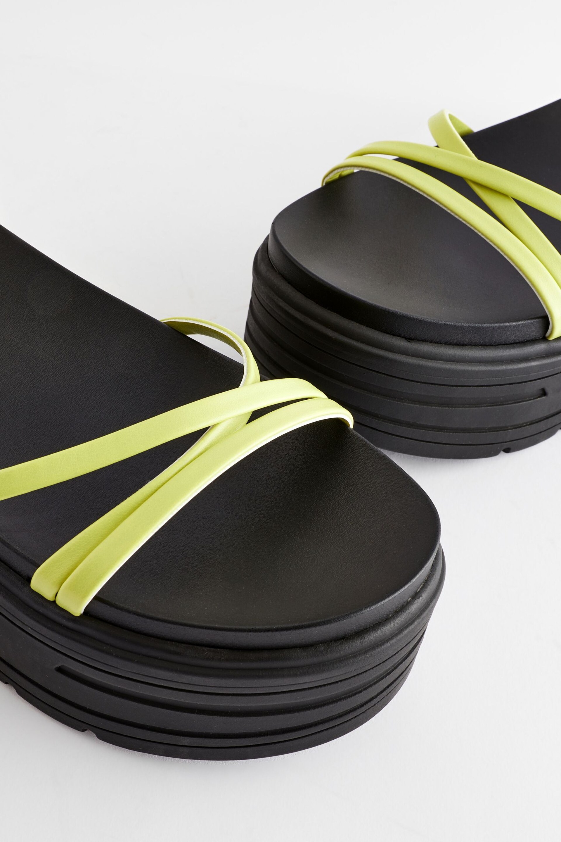 Lime Green Regular/Wide Fit Chunky Strappy Flatform Sandals - Image 11 of 11