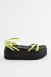 Lime Green Regular/Wide Fit Chunky Strappy Flatform Sandals - Image 6 of 11