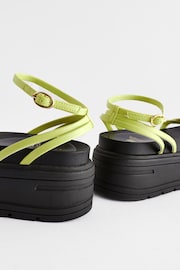 Lime Green Regular/Wide Fit Chunky Strappy Flatform Sandals - Image 9 of 11