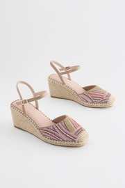 Pink Forever Comfort® Square Toe Beaded Espadrille Wedges - Image 1 of 5