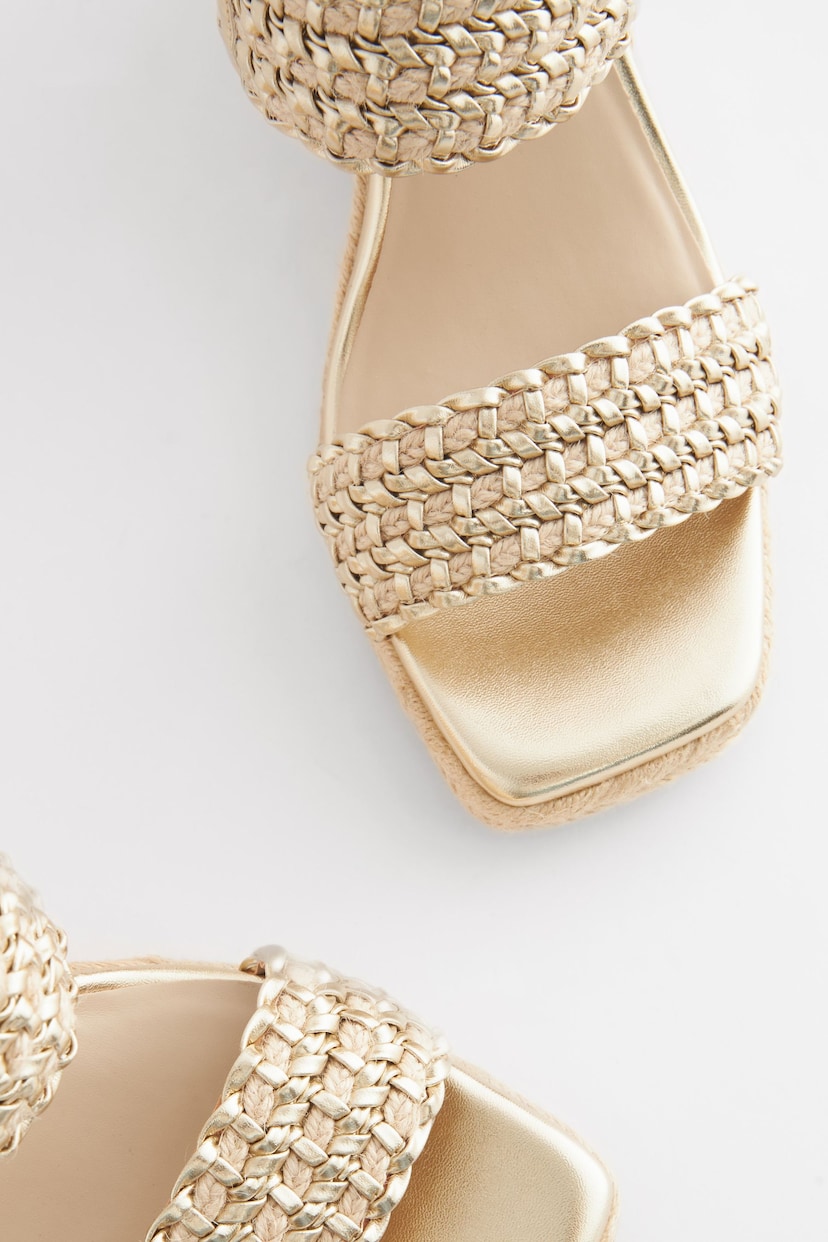Gold Forever Comfort® Square Toe Weave Wedges - Image 3 of 5