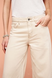 Cream 100% Cotton Wide Leg Jeans - Image 4 of 5