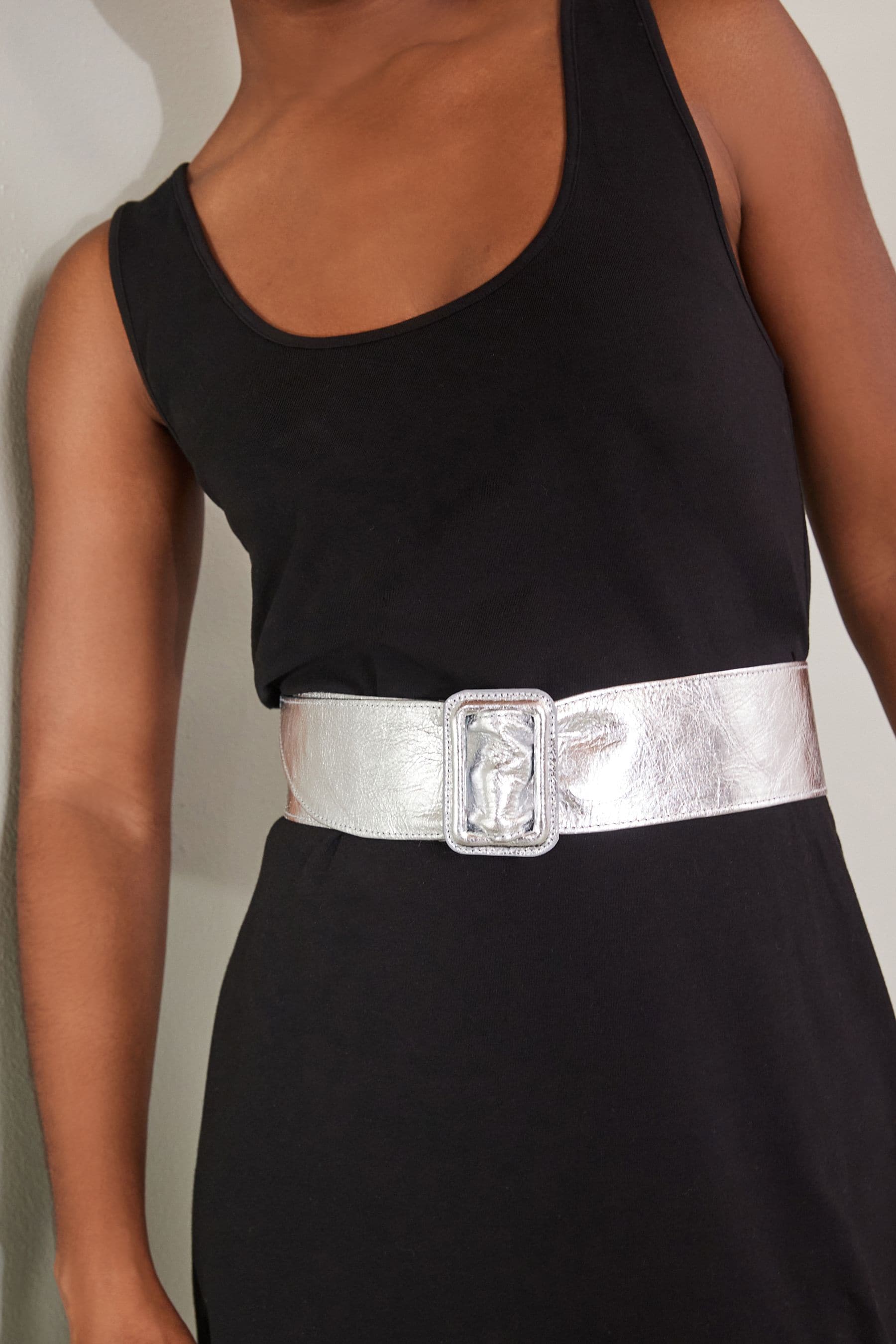Buy Silver Wide Leather Belt from the Next UK online shop