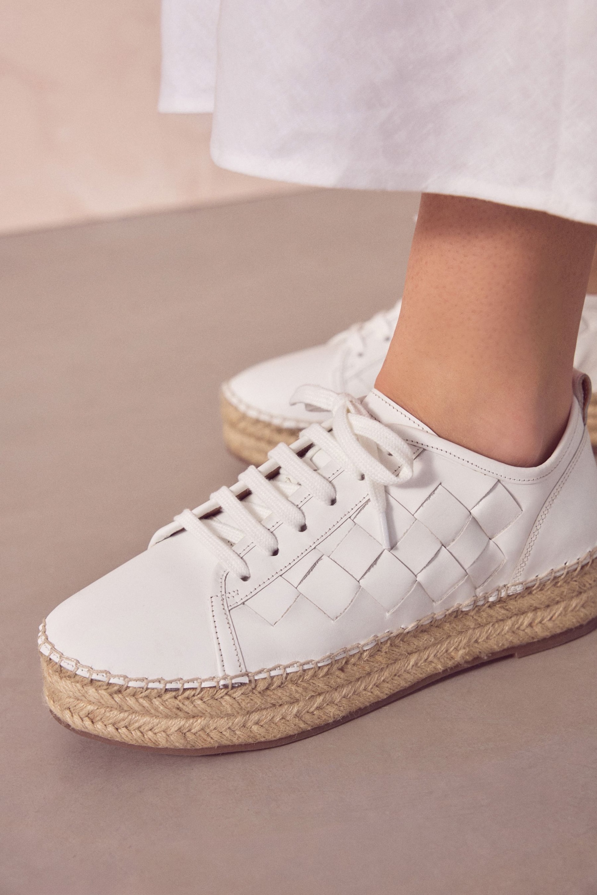 White Forever Comfort® Espadrilles Flatform Weave Trainers - Image 5 of 10
