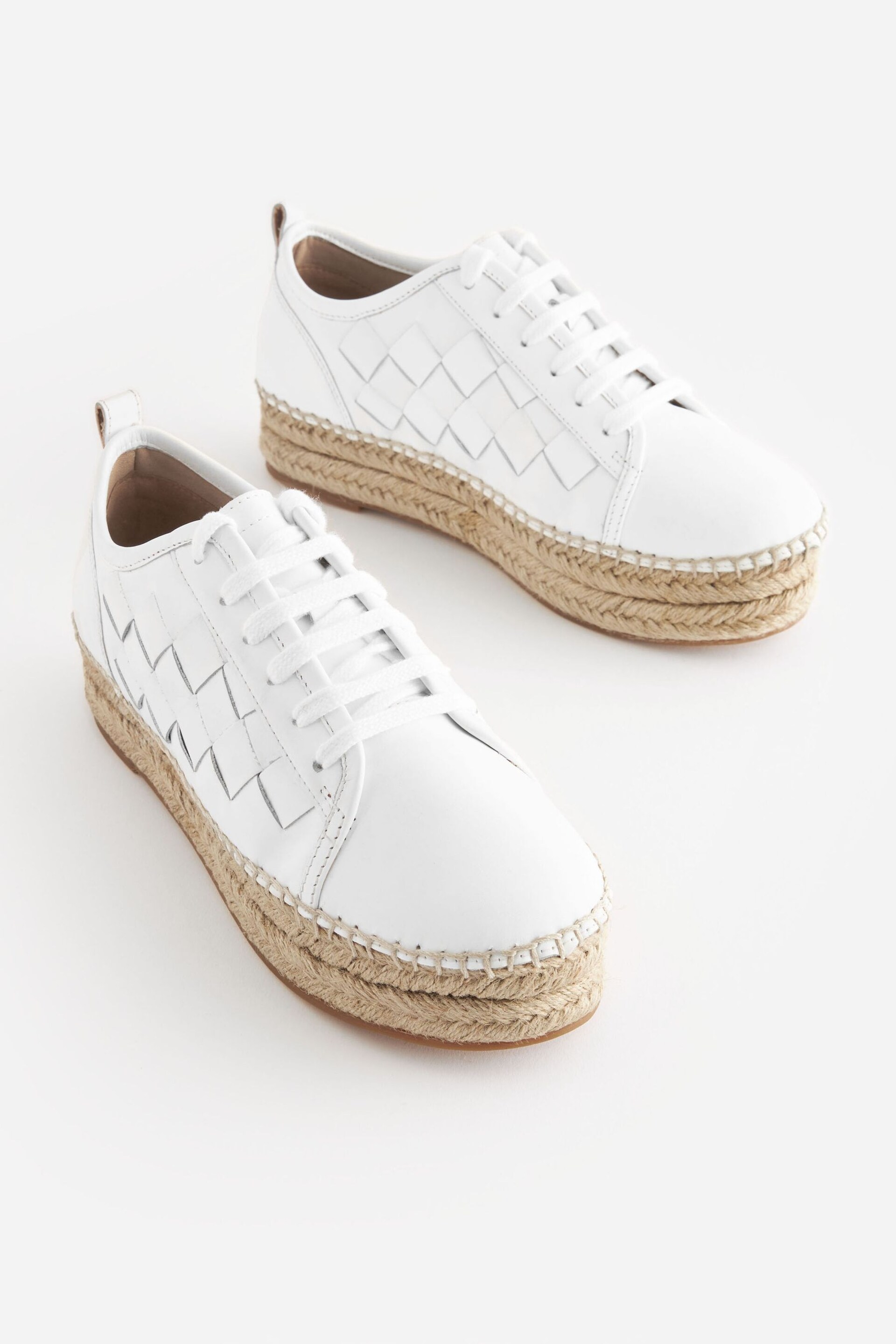 White Forever Comfort® Espadrilles Flatform Weave Trainers - Image 6 of 10