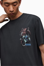 AllSaints Black Space Dragon Crew T-Shirt - Image 5 of 6