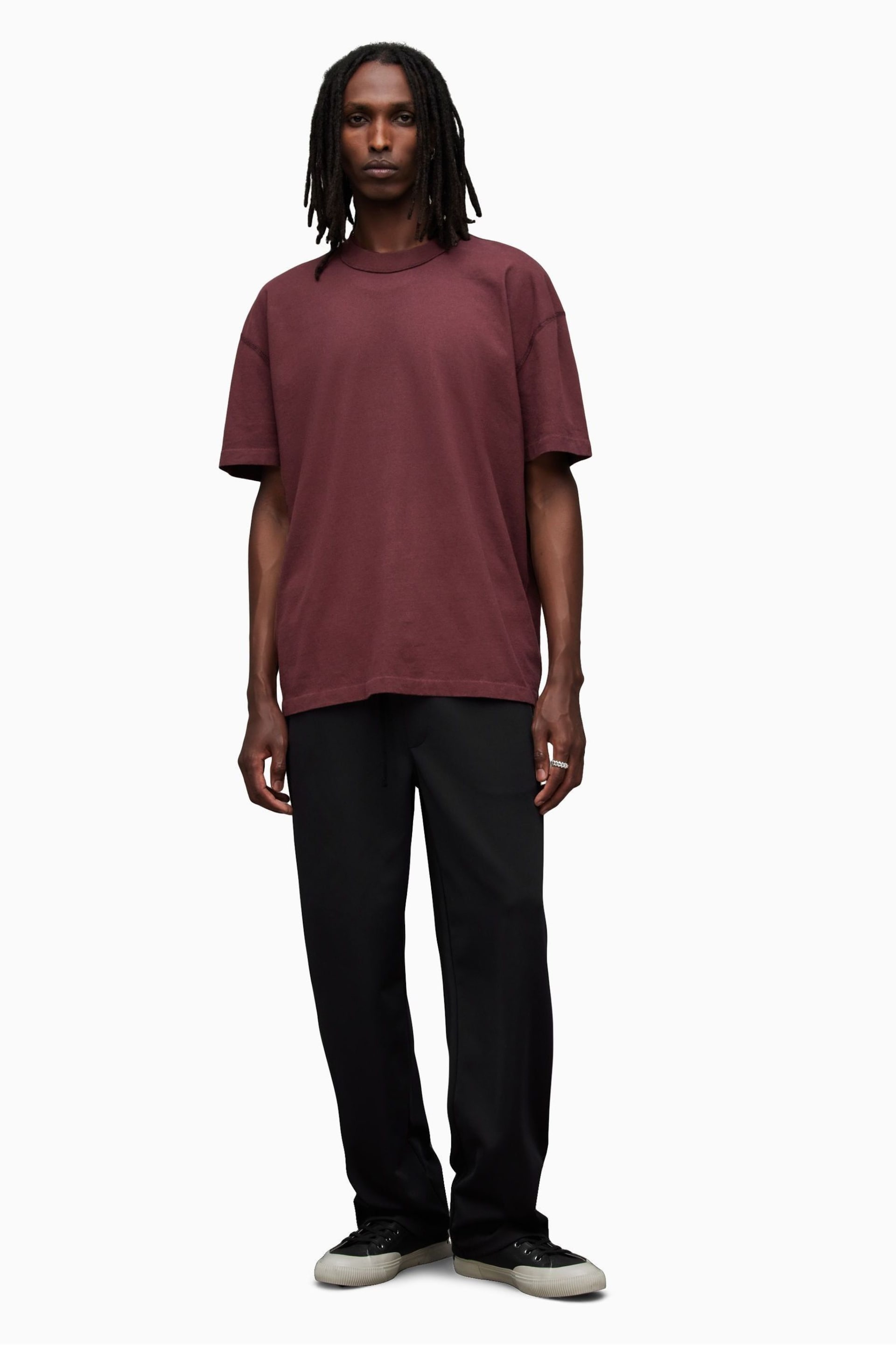 AllSaints Red Isac Short Sleeve Crew T-Shirt - Image 5 of 7