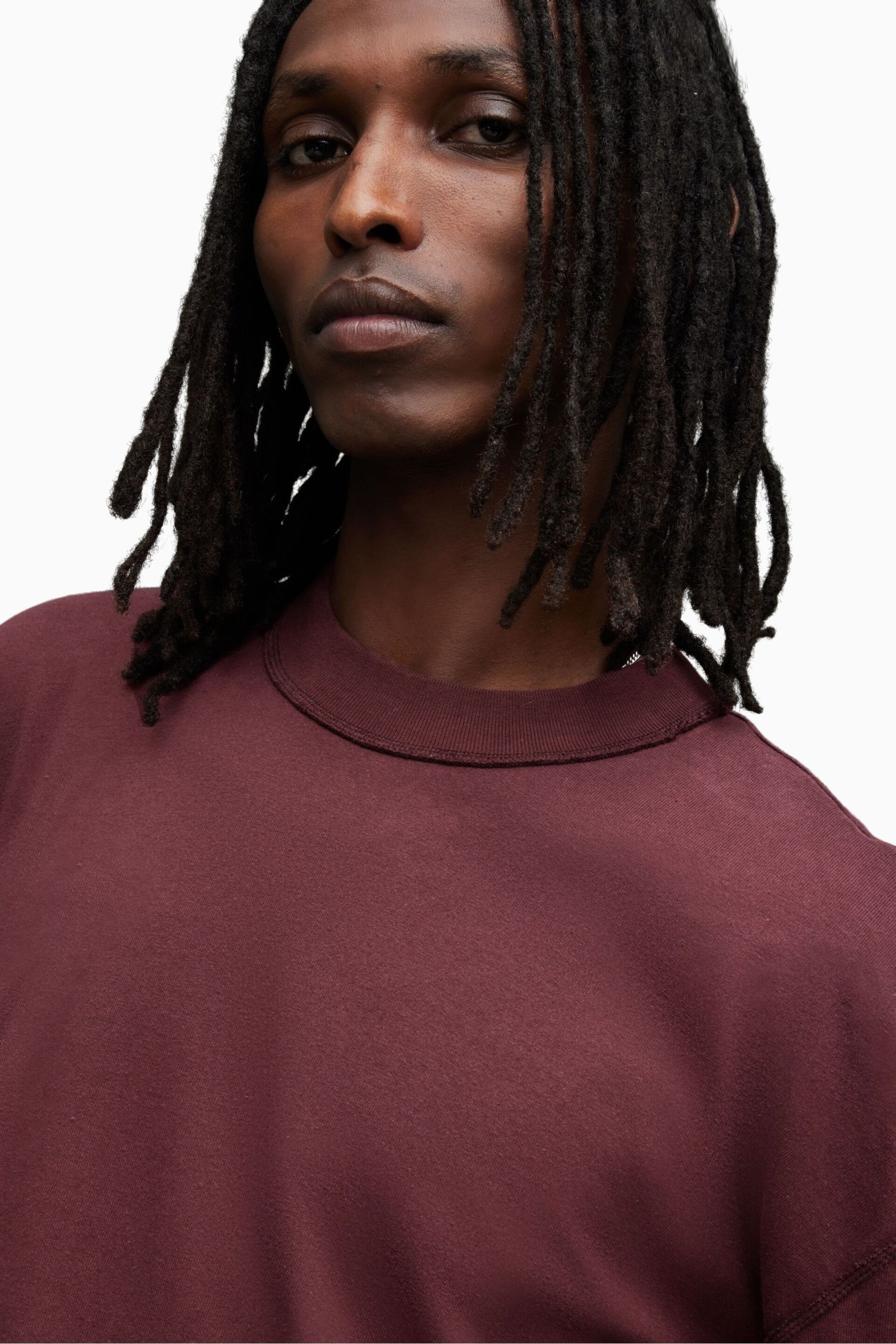 AllSaints Red Isac Short Sleeve Crew T-Shirt - Image 6 of 7