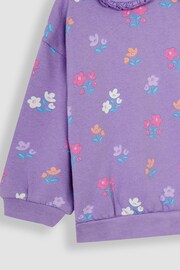 JoJo Maman Bébé Lilac Pretty Floral Sweatshirt With Collar - Image 3 of 3