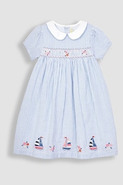JoJo Maman Bébé Blue Sailboat Embroidered Smocked Dress - Image 3 of 5