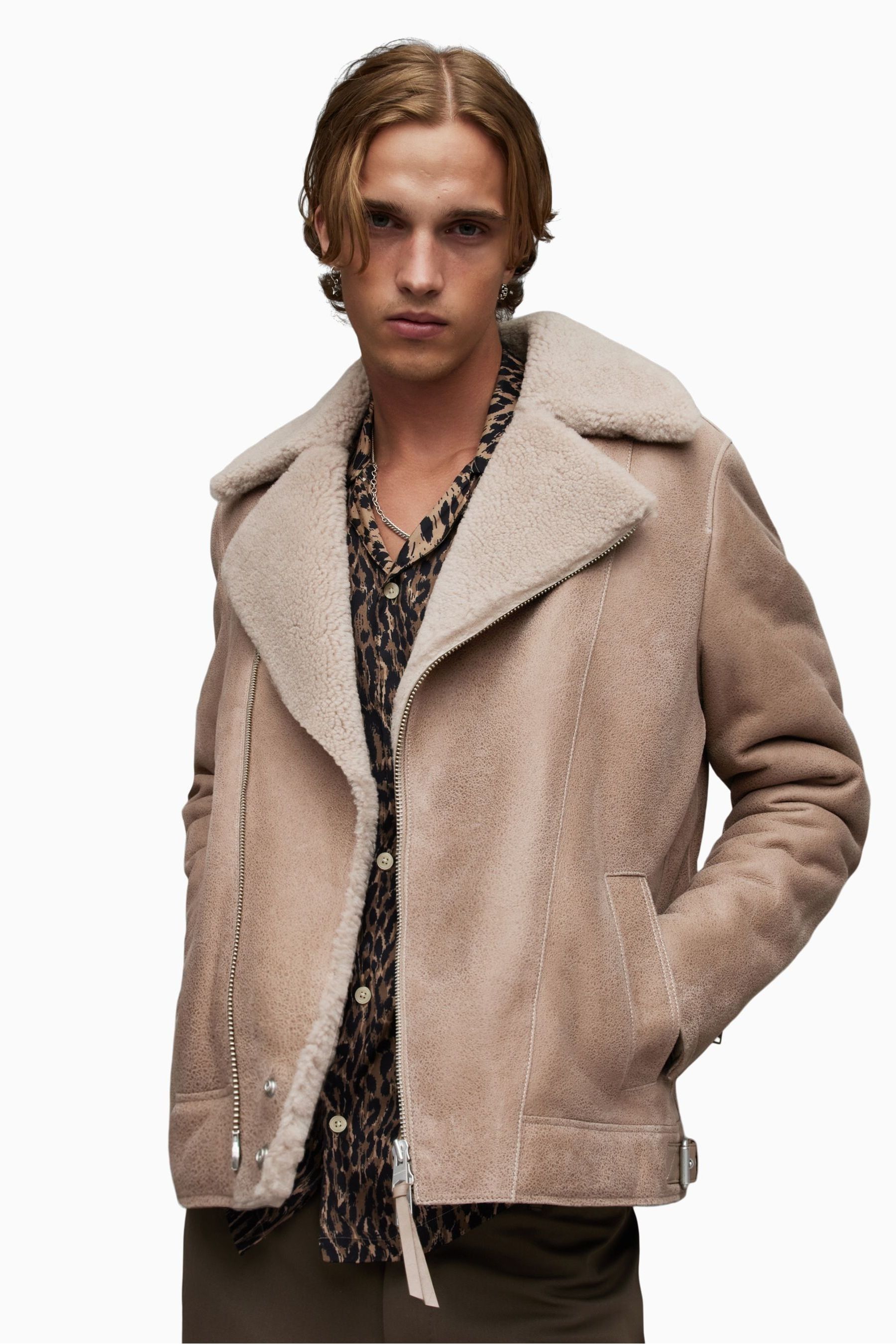 Buy AllSaints Natural Rasco Shearling Biker Jacket from the Next UK online shop