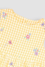 JoJo Maman Bébé Yellow Butterfly Gingham Embroidered Summer Dress - Image 2 of 3