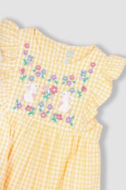 JoJo Maman Bébé Yellow Bunny Gingham Appliqué Pretty Summer Dress - Image 4 of 6