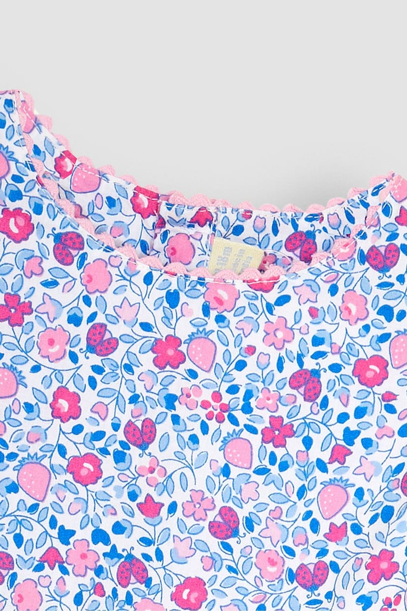 JoJo Maman Bébé Pink Ladybird Ditsy Floral Novelty Pocket Dress - Image 3 of 3