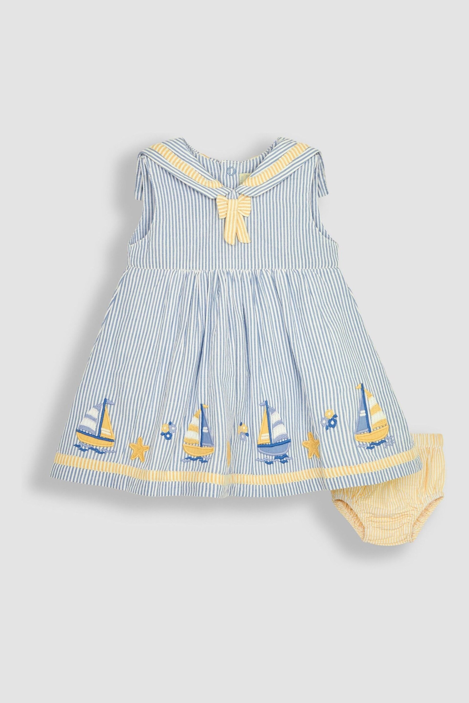 JoJo Maman Bébé Blue Boat Appliqué Sailor Baby Dress - Image 2 of 6