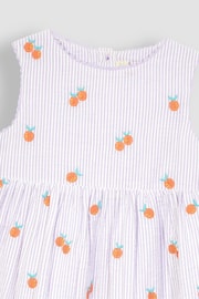 JoJo Maman Bébé Lilac Orange Stripe Embroidered Summer Dress - Image 2 of 3