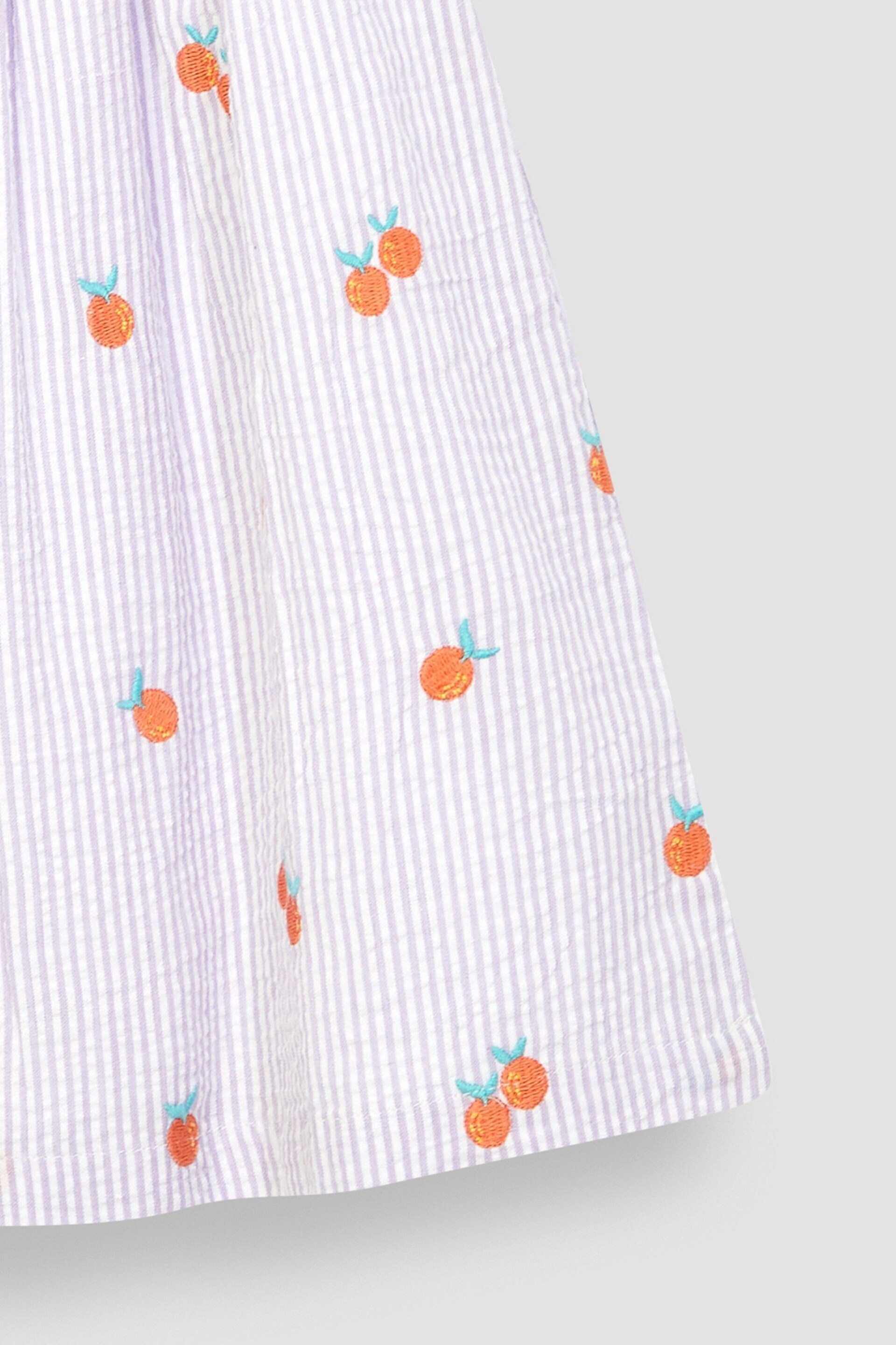 JoJo Maman Bébé Lilac Orange Stripe Embroidered Summer Dress - Image 3 of 3