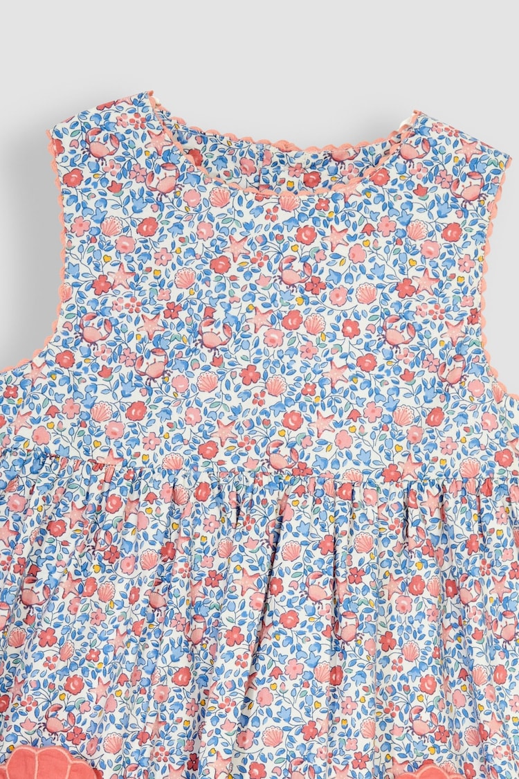 JoJo Maman Bébé Blue Seaside Ditsy Floral Novelty Pocket Dress - Image 3 of 3