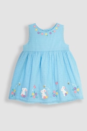 JoJo Maman Bébé Blue Mouse Floral Embroidered Baby Dress - Image 2 of 4