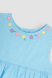 JoJo Maman Bébé Blue Mouse Floral Embroidered Baby Dress - Image 4 of 4