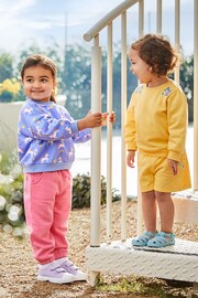 JoJo Maman Bébé Yellow 2-Piece Floral Embroidered Sweatshirt & Shorts Set - Image 2 of 6