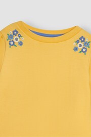 JoJo Maman Bébé Yellow 2-Piece Floral Embroidered Sweatshirt & Shorts Set - Image 6 of 6