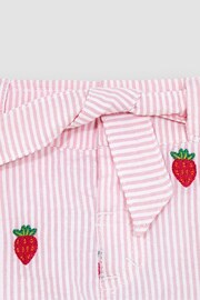 JoJo Maman Bébé Pink Strawberry Embroidered Seersucker Pretty Shorts - Image 2 of 3