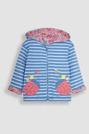 JoJo Maman Bébé Blue Ladybird Appliqué Reversible Jersey Hoodie - Image 3 of 7