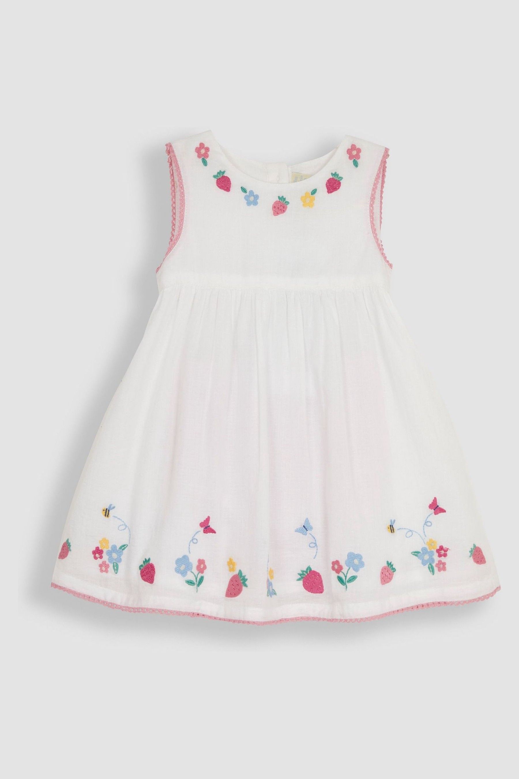 Buy JoJo Maman Bebe White Strawberry Embroidered Baby Dress from Next Luxembourg