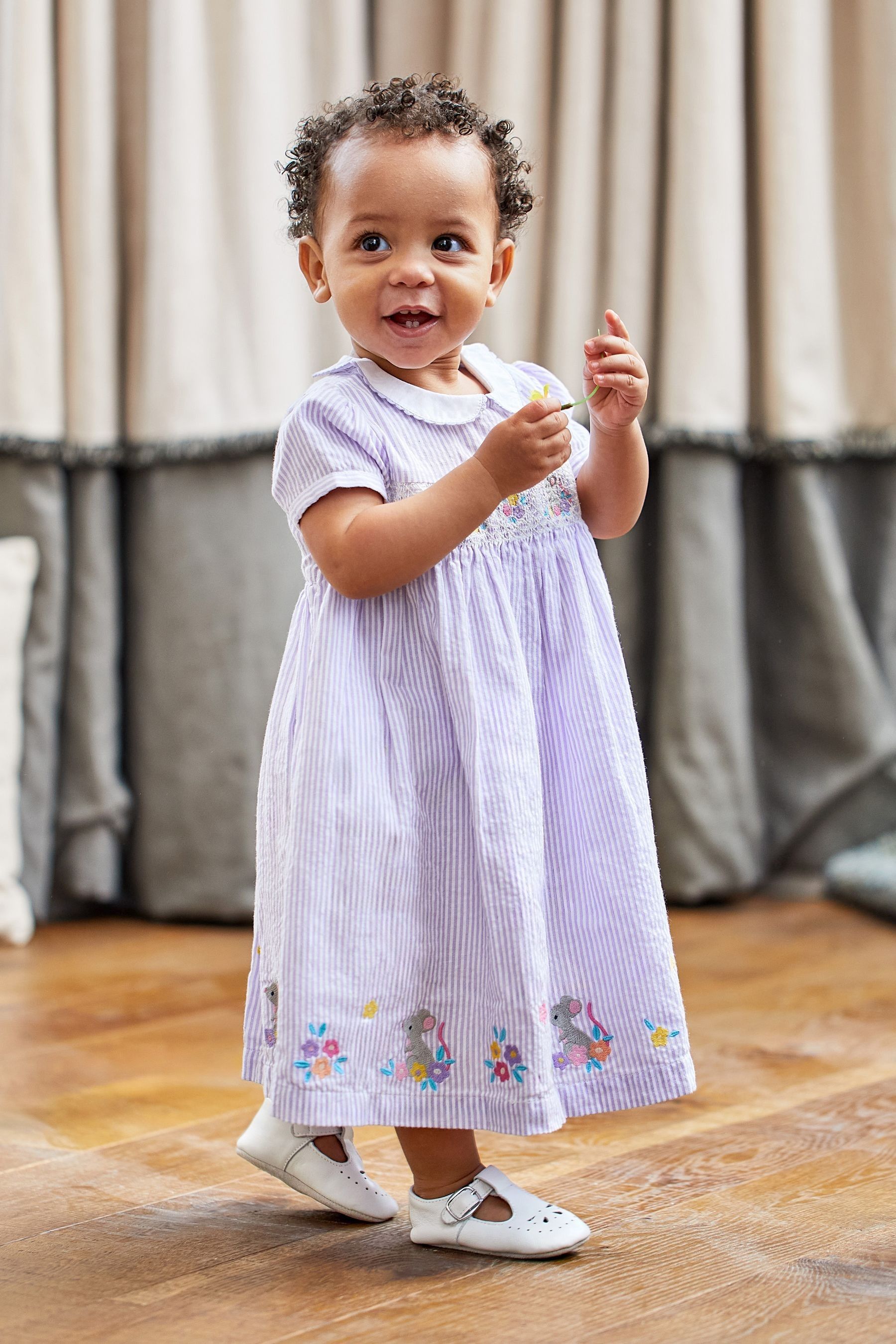 Buy JoJo Maman Bebe Lilac Purple Mouse Embroidered Smocked Dress from Next Australia