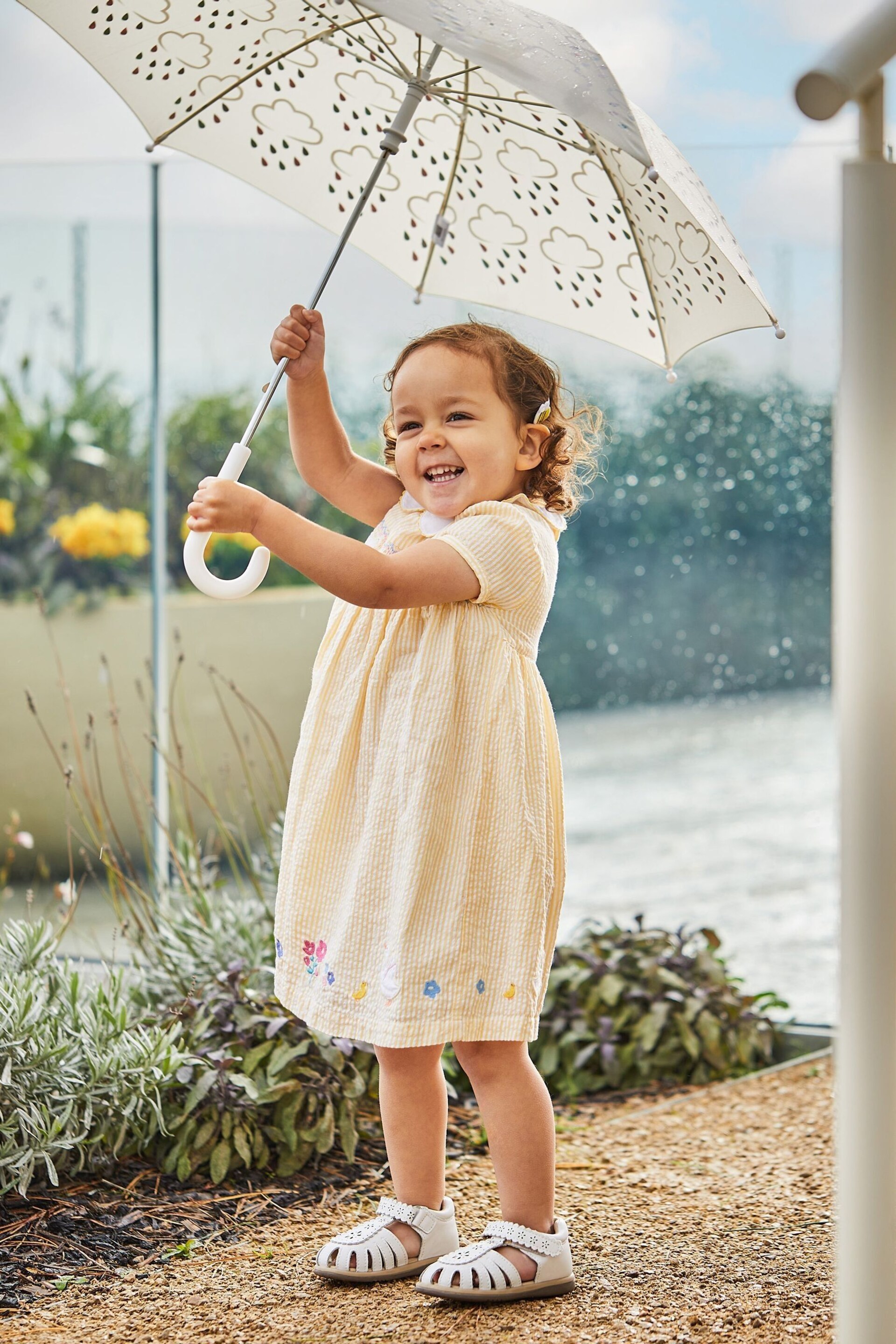 JoJo Maman Bébé Yellow Duck Embroidered Smocked Dress - Image 3 of 7