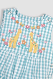 JoJo Maman Bébé Duck Egg Blue Giraffe Appliqué Gingham Dungarees - Image 3 of 4