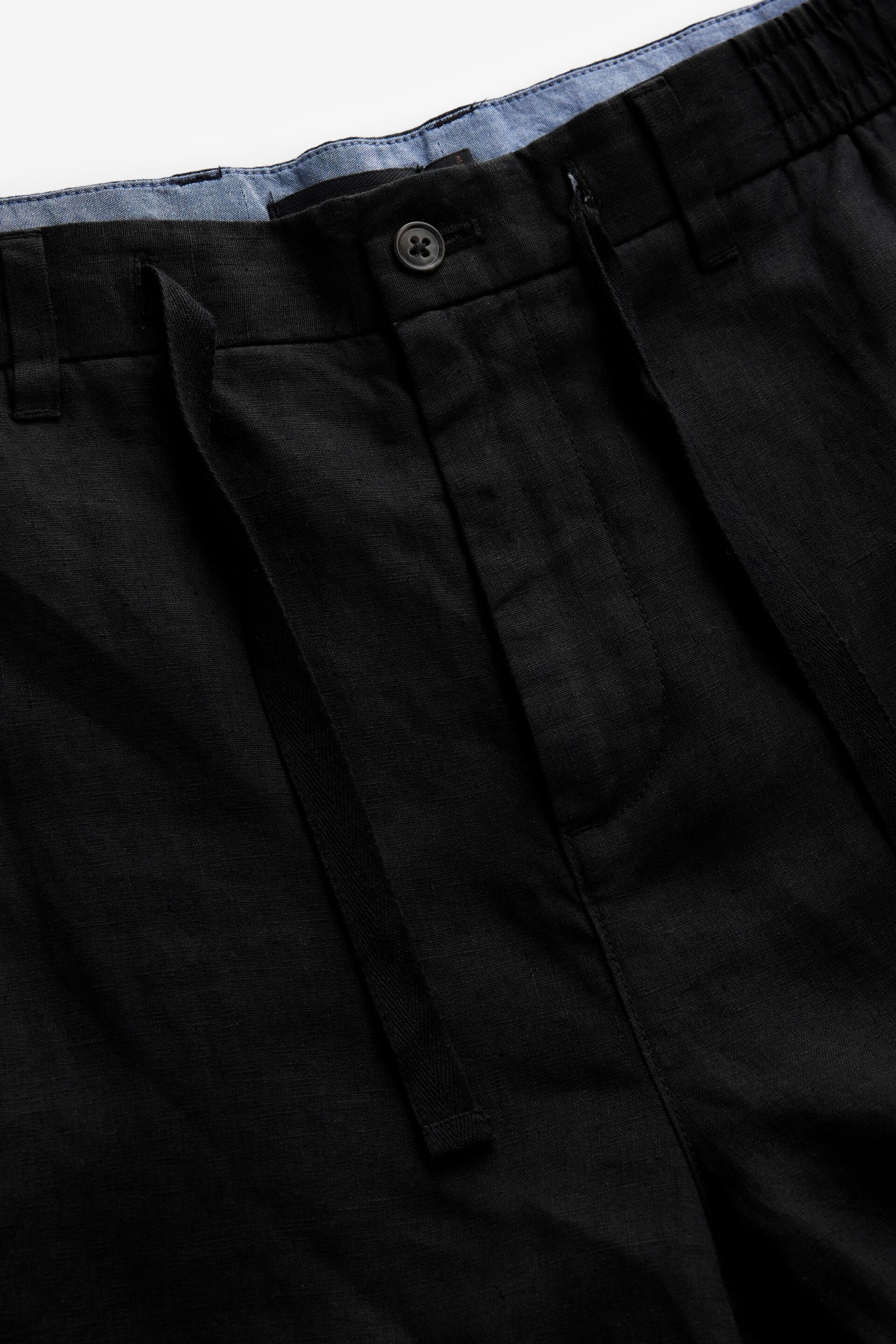 Black Signature Leomaster Italian Delave Linen Drawstring Trousers - Image 10 of 12
