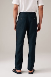 Black Signature Leomaster Italian Delave Linen Drawstring Trousers - Image 5 of 12