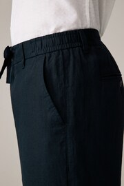 Black Signature Leomaster Italian Delave Linen Drawstring Trousers - Image 7 of 12