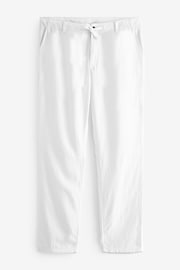 White Linen Viscose Drawstring Trousers - Image 8 of 13