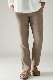 Neutral 100% Linen Drawstring Trousers - Image 1 of 7